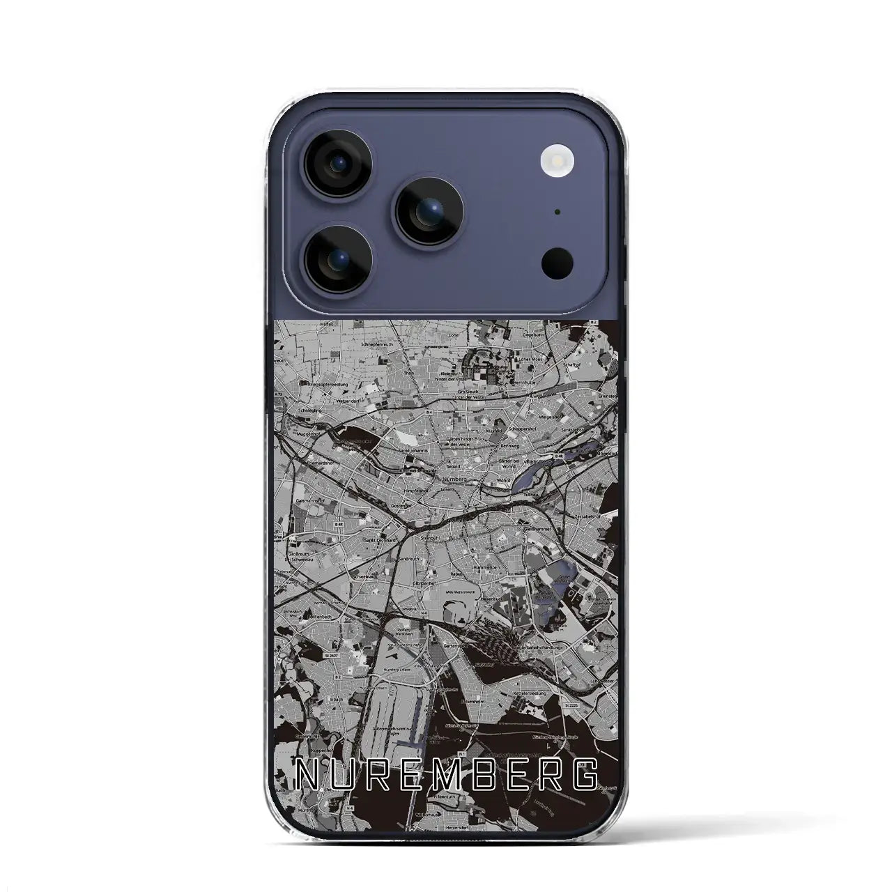 【ニュルンベルク(ドイツ)】地図柄iPhoneケース(クリアタイプ)モノトーン・iPhone 17 Pro Max 用