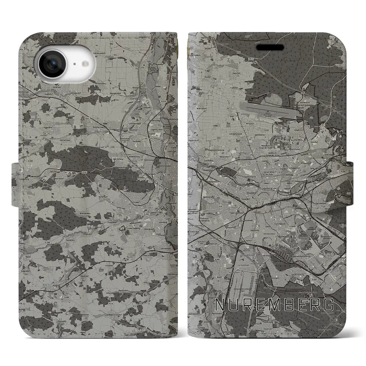 【ニュルンベルク(ドイツ)】地図柄iPhoneケース(手帳タイプ)