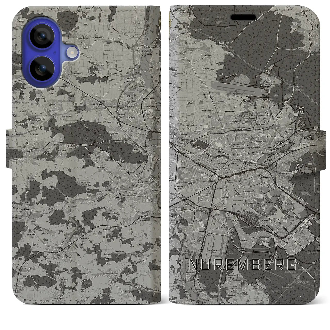 【ニュルンベルク(ドイツ)】地図柄iPhoneケース(手帳タイプ)