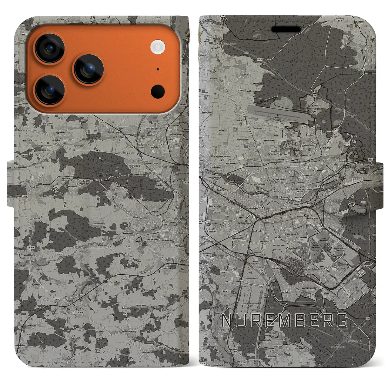 【ニュルンベルク(ドイツ)】地図柄iPhoneケース(手帳タイプ)