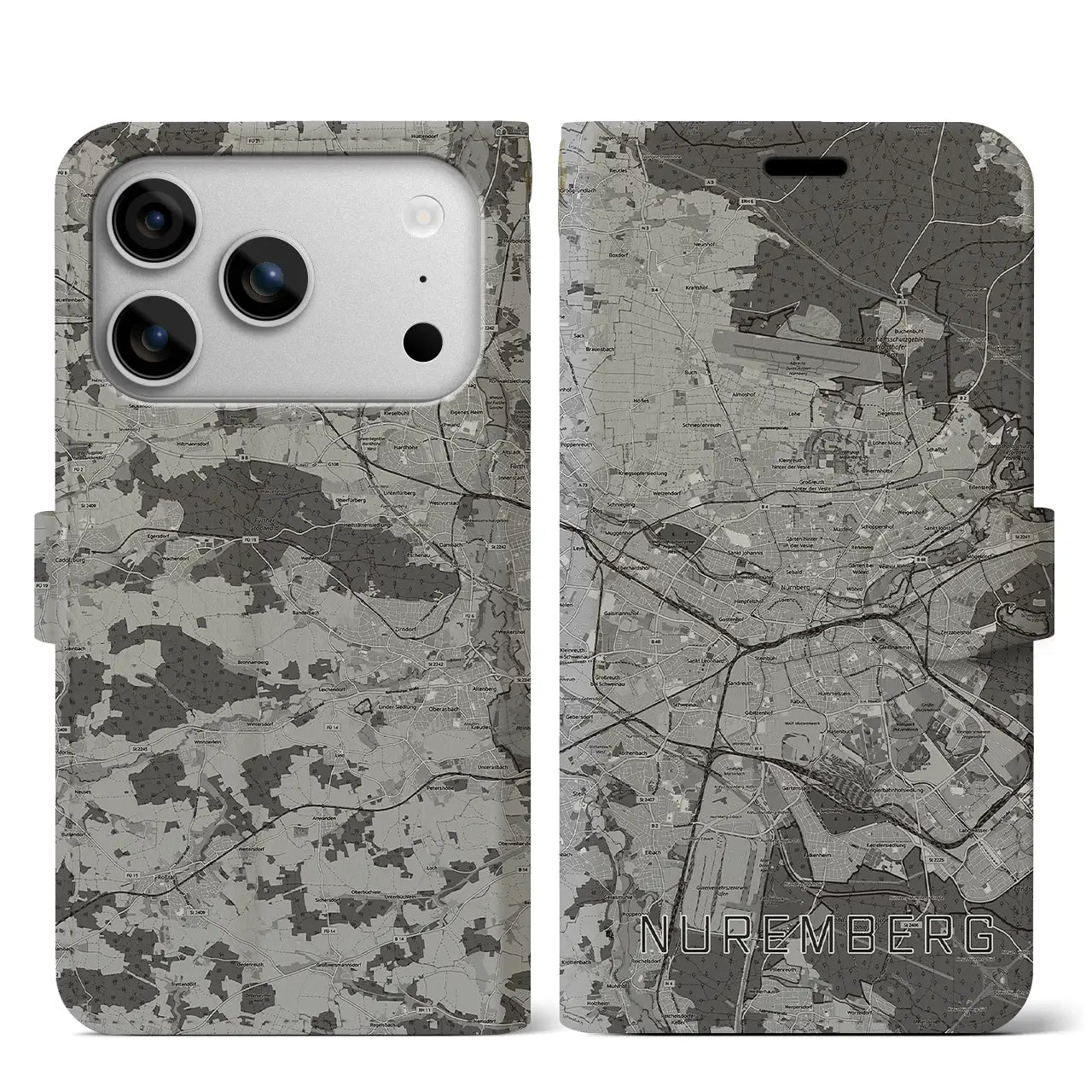 【ニュルンベルク(ドイツ)】地図柄iPhoneケース(手帳タイプ)