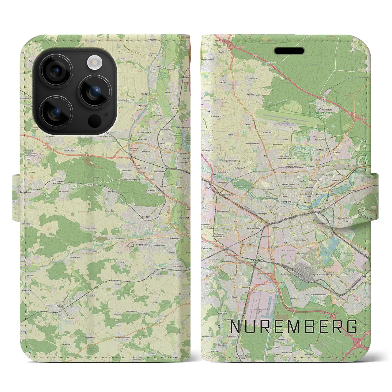 【ニュルンベルク(ドイツ)】地図柄iPhoneケース(手帳タイプ)ナチュラル・iPhone 16 用