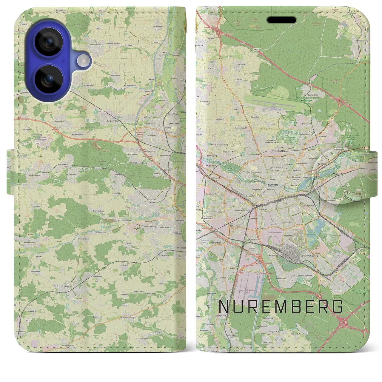 【ニュルンベルク(ドイツ)】地図柄iPhoneケース(手帳タイプ)