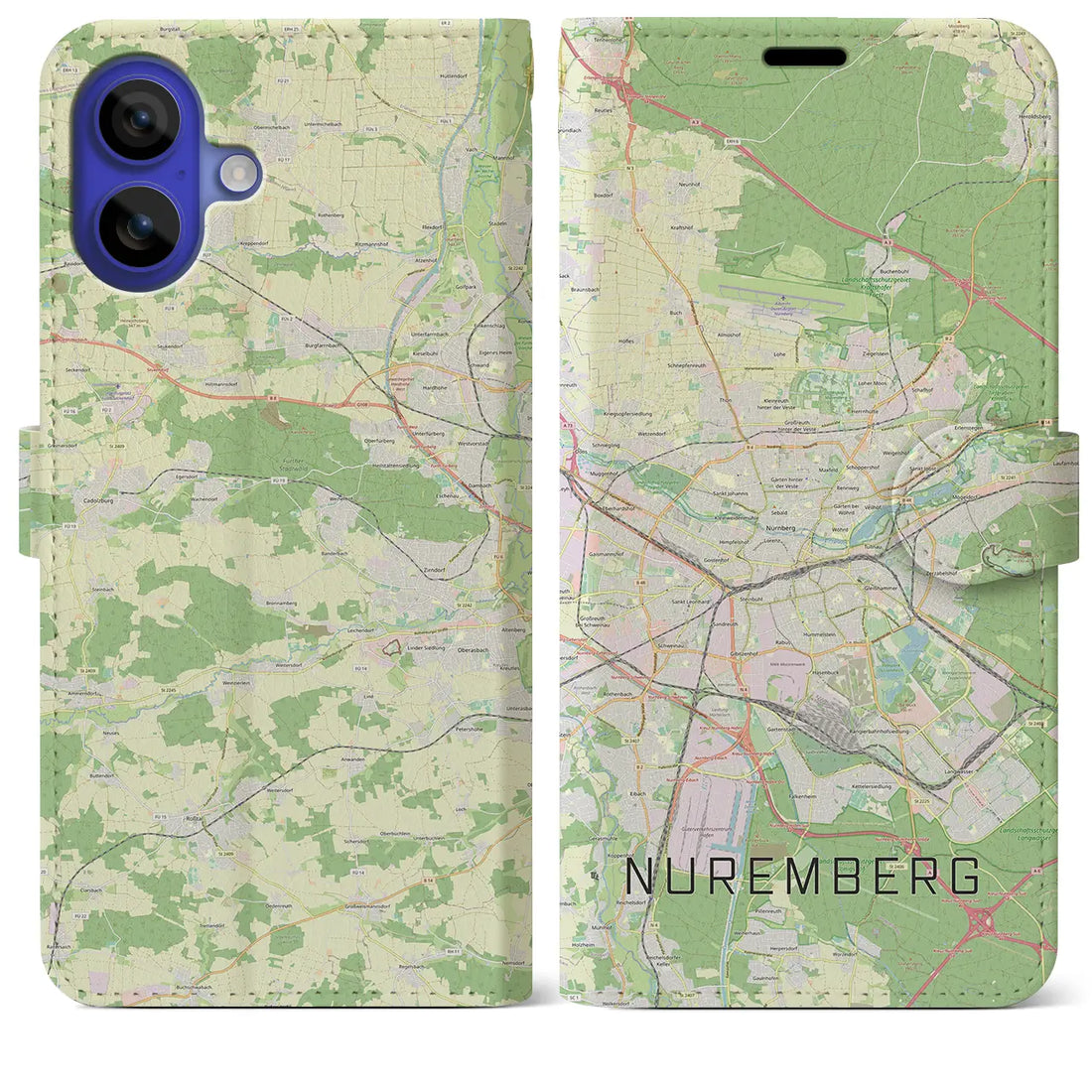【ニュルンベルク(ドイツ)】地図柄iPhoneケース(手帳タイプ)ナチュラル・iPhone 16 Pro Max 用
