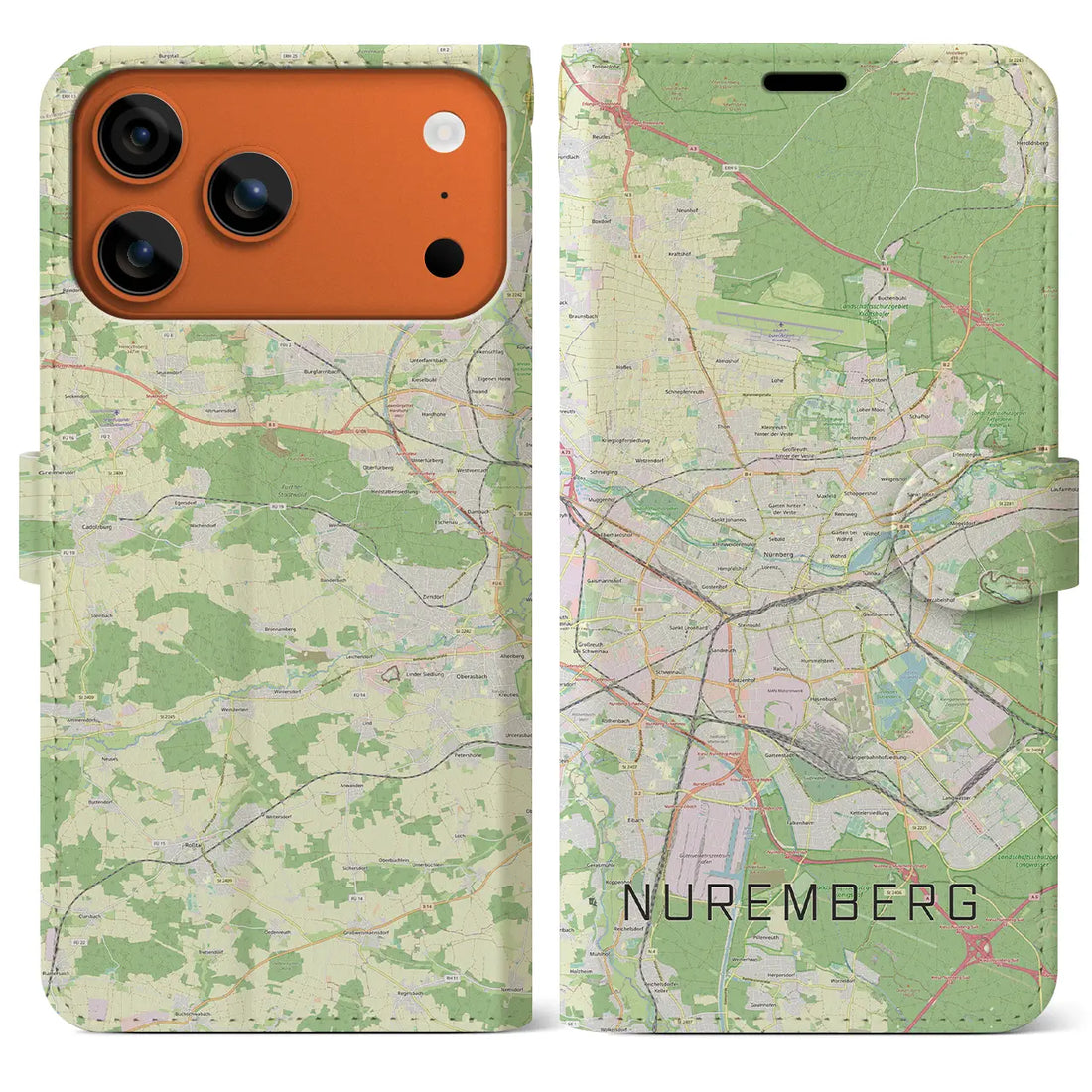 【ニュルンベルク(ドイツ)】地図柄iPhoneケース(手帳タイプ)ナチュラル・iPhone 17 Pro Max 用