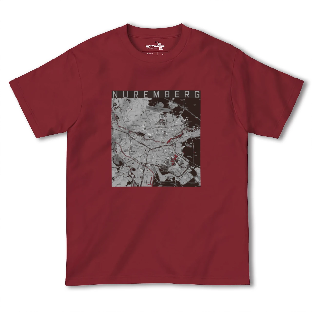 【ニュルンベルク(ドイツ)】地図柄ヘビーウェイトTシャツ