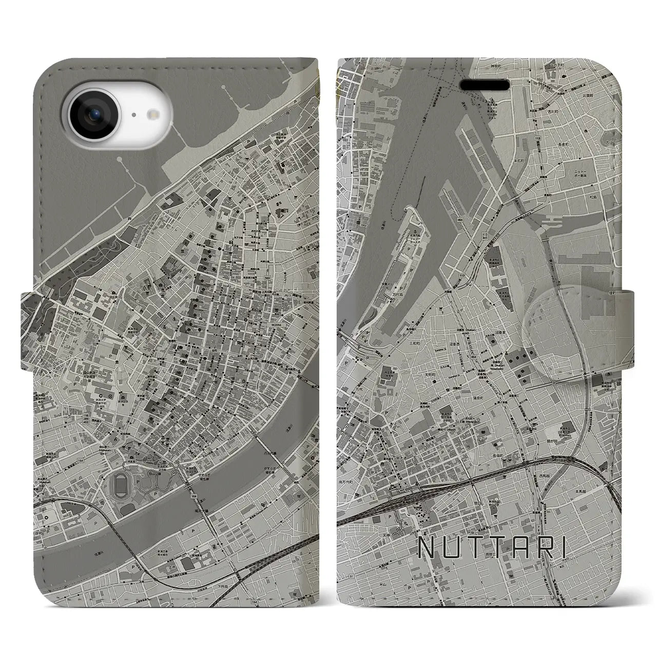 【沼垂(新潟県)】地図柄iPhoneケース(手帳タイプ)