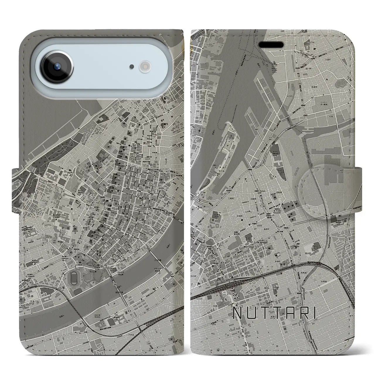 【沼垂(新潟県)】地図柄iPhoneケース(手帳タイプ)