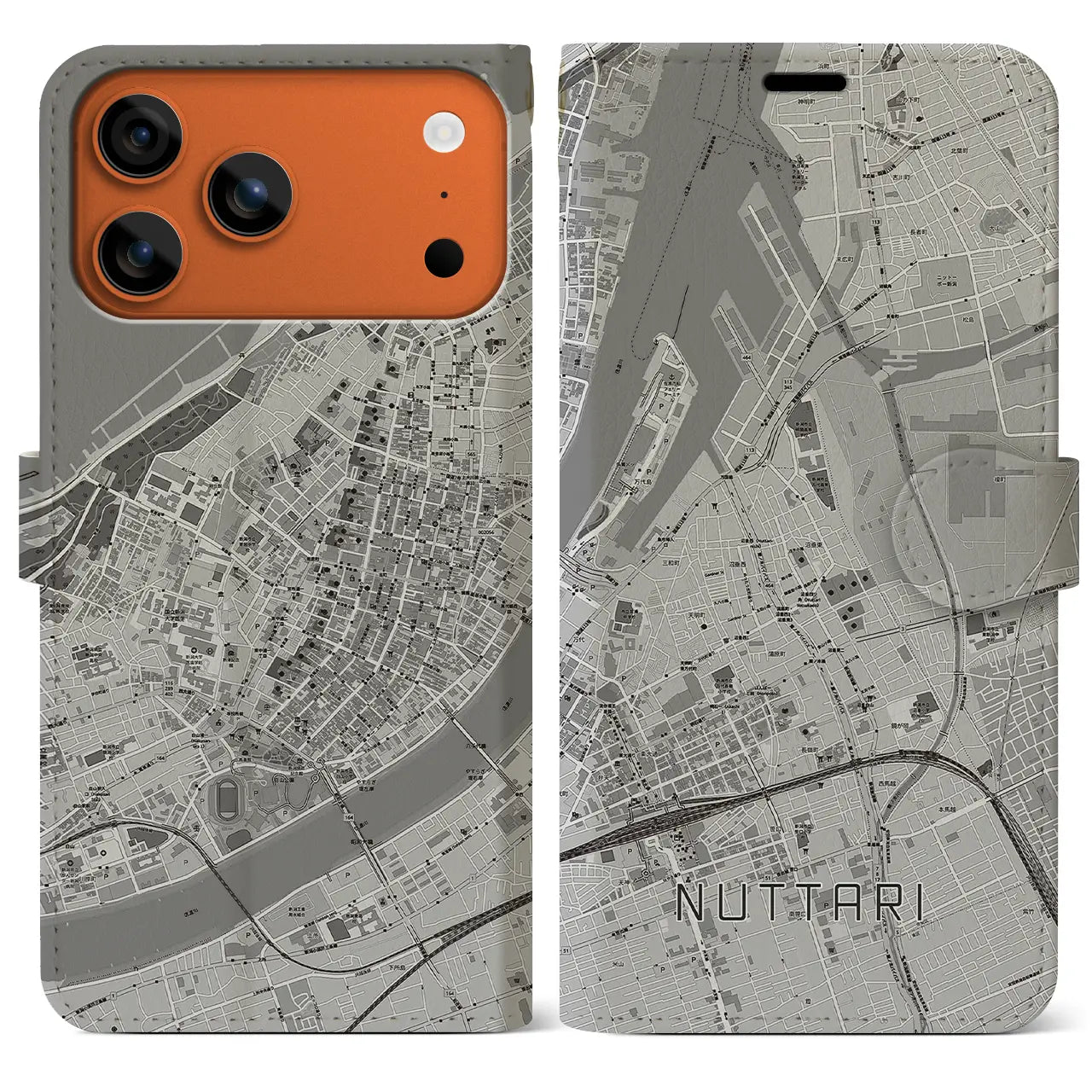 【沼垂(新潟県)】地図柄iPhoneケース(手帳タイプ)