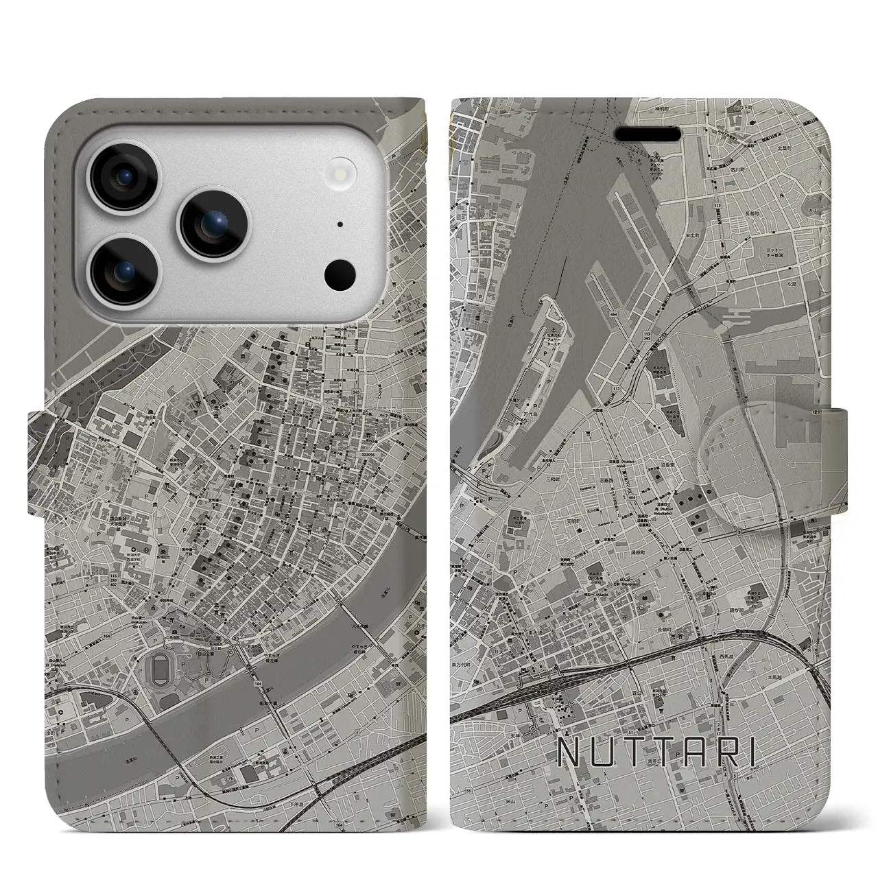 【沼垂(新潟県)】地図柄iPhoneケース(手帳タイプ)