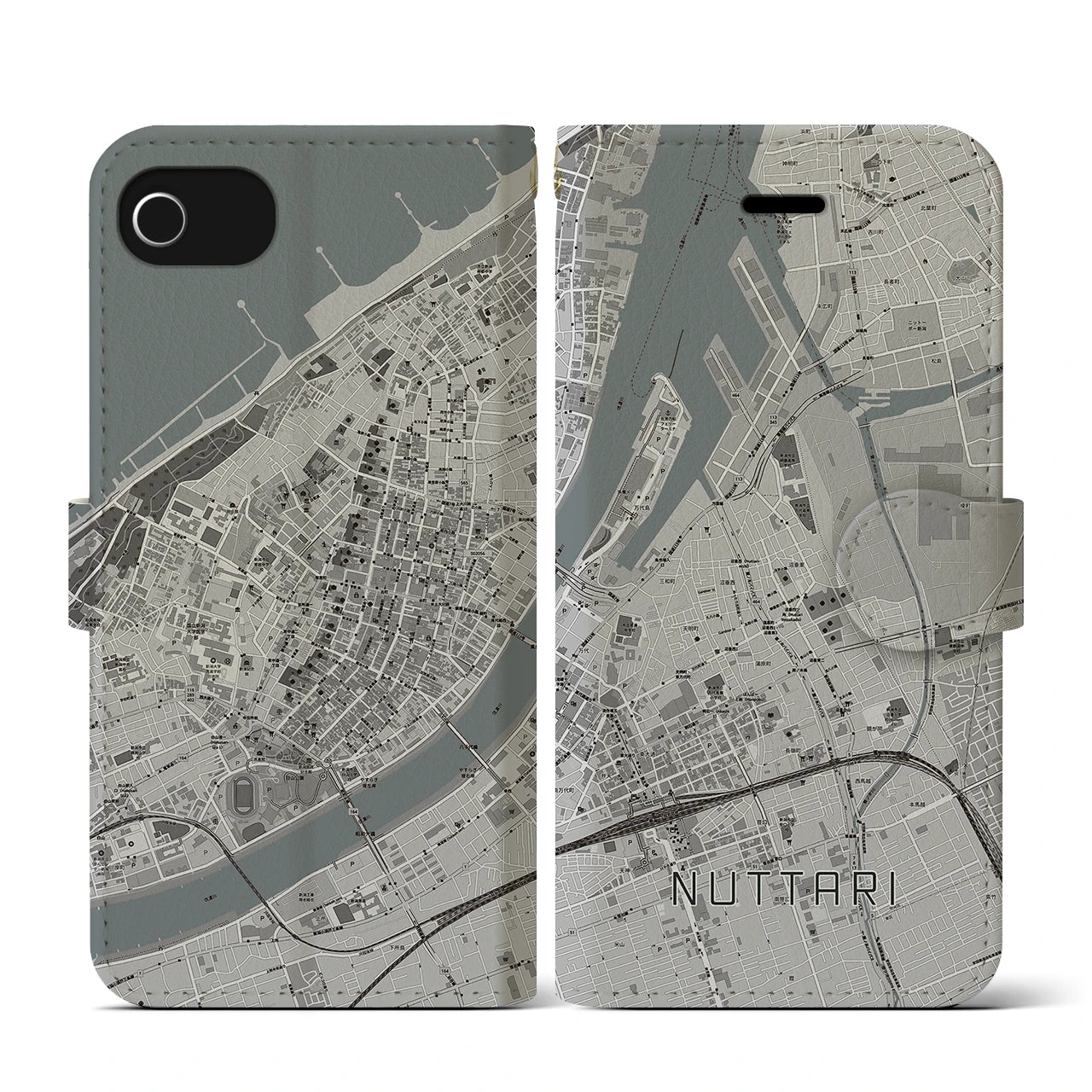 【沼垂(新潟県)】地図柄iPhoneケース(手帳タイプ)