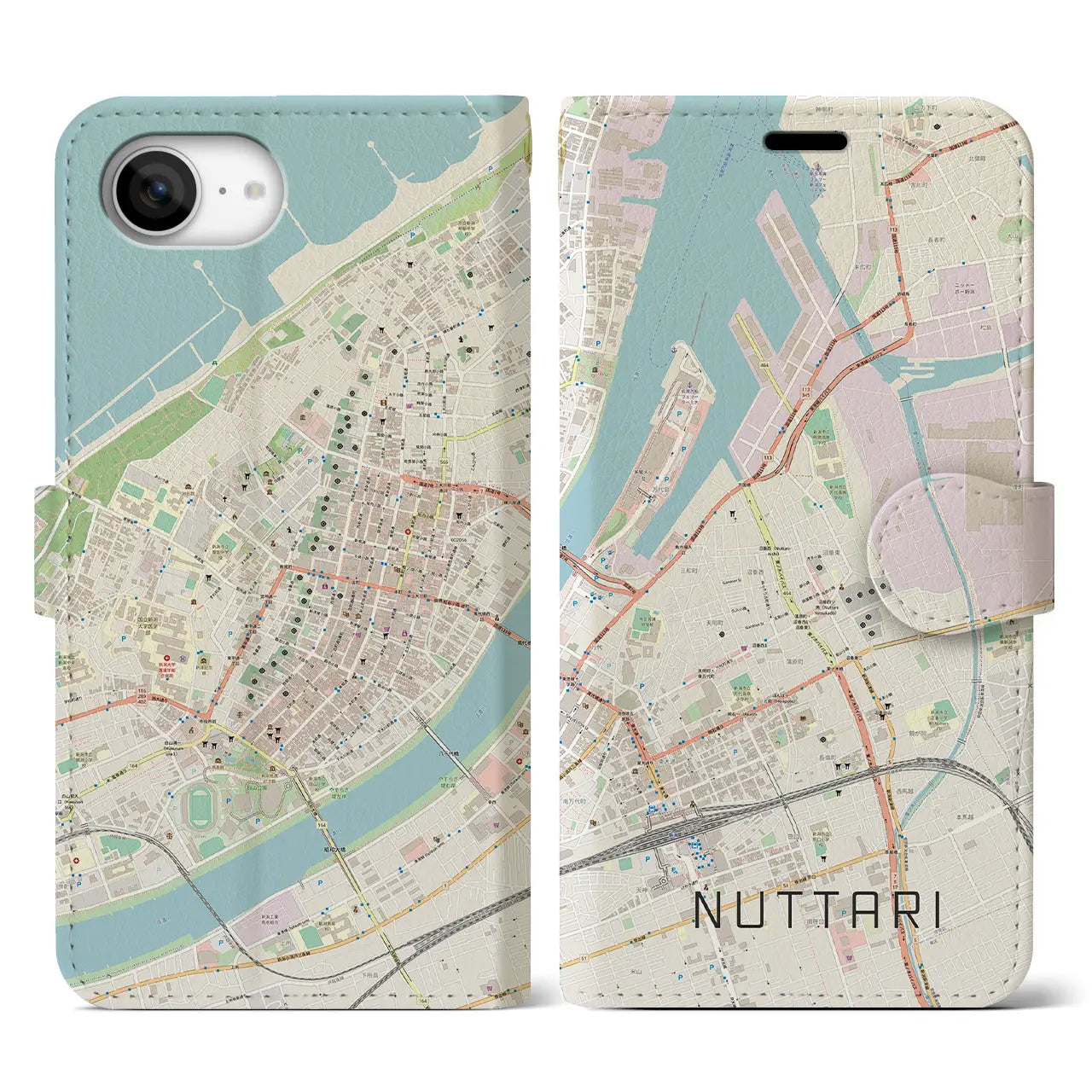 【沼垂(新潟県)】地図柄iPhoneケース(手帳タイプ)