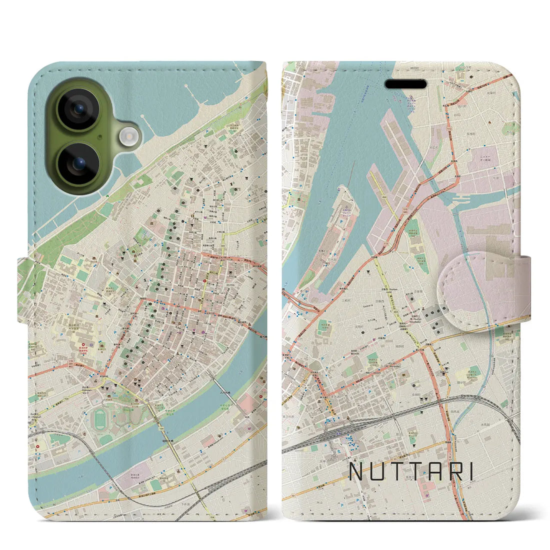 【沼垂(新潟県)】地図柄iPhoneケース(手帳タイプ)ナチュラル・iPhone 17 Pro Max 用