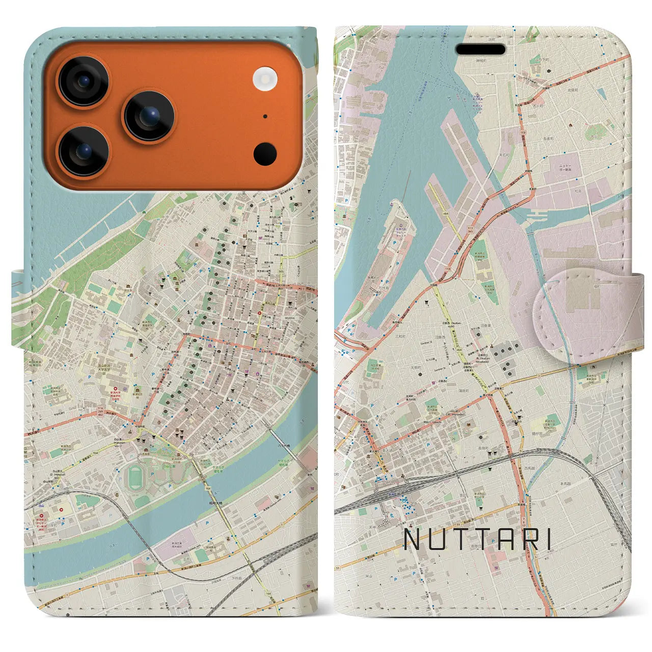 【沼垂(新潟県)】地図柄iPhoneケース(手帳タイプ)