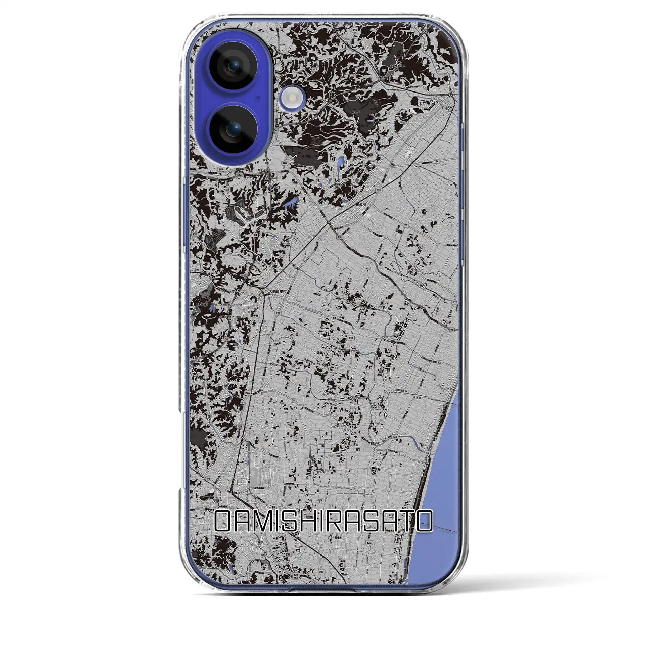 【大網白里(千葉県)】地図柄iPhoneケース(クリアタイプ)モノトーン・iPhone 16 Pro Max 用