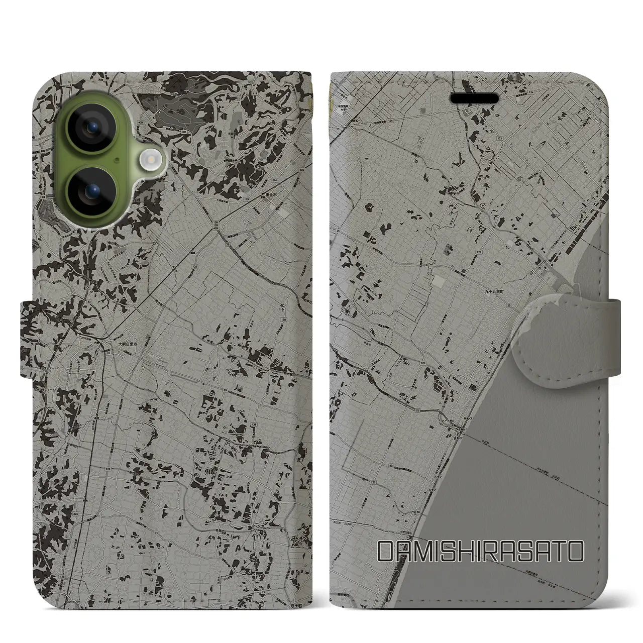 【大網白里(千葉県)】地図柄iPhoneケース(手帳タイプ)