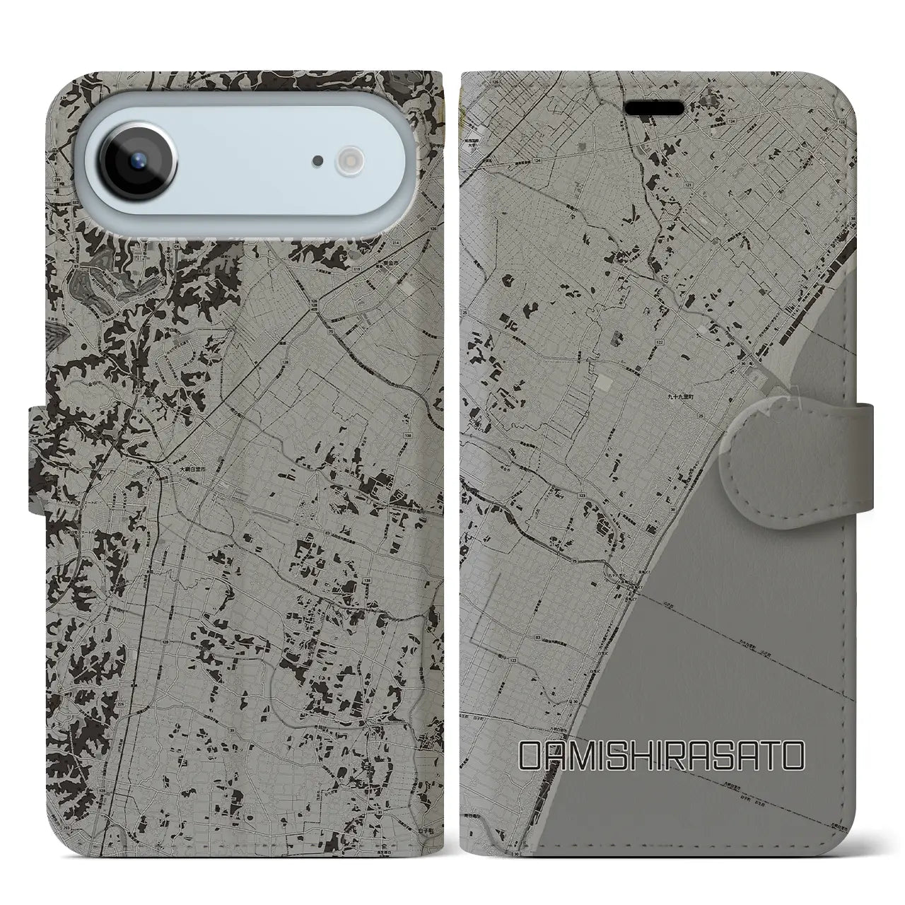 【大網白里(千葉県)】地図柄iPhoneケース(手帳タイプ)