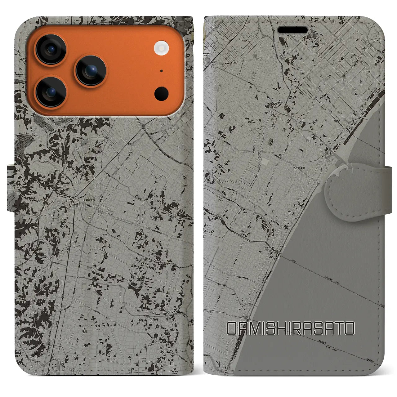 【大網白里(千葉県)】地図柄iPhoneケース(手帳タイプ)