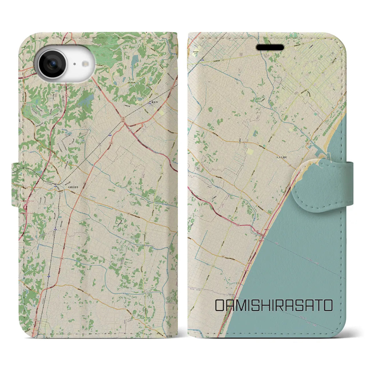 【大網白里(千葉県)】地図柄iPhoneケース(手帳タイプ)