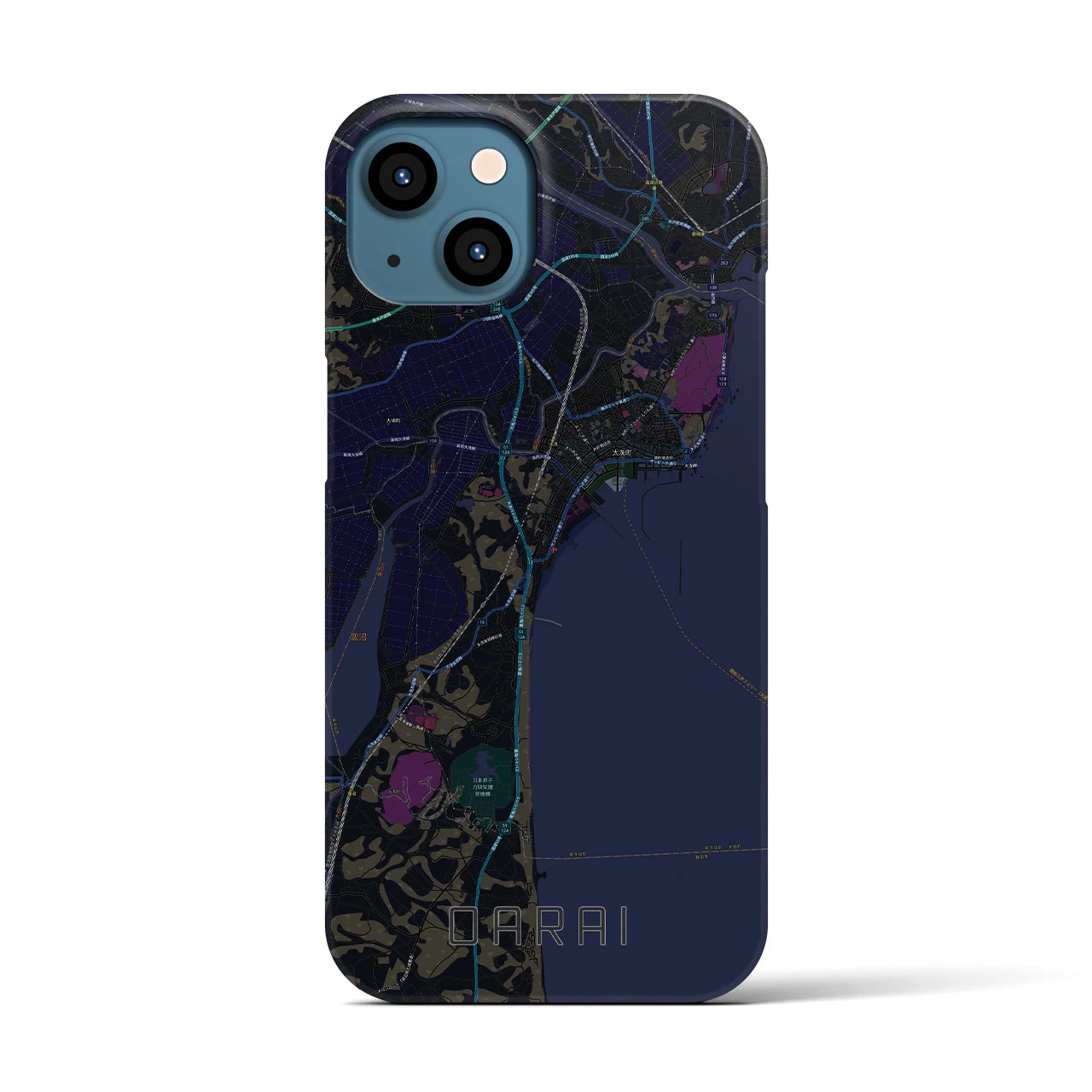 【大洗(茨城県)】地図柄iPhoneケース(バックカバータイプ)