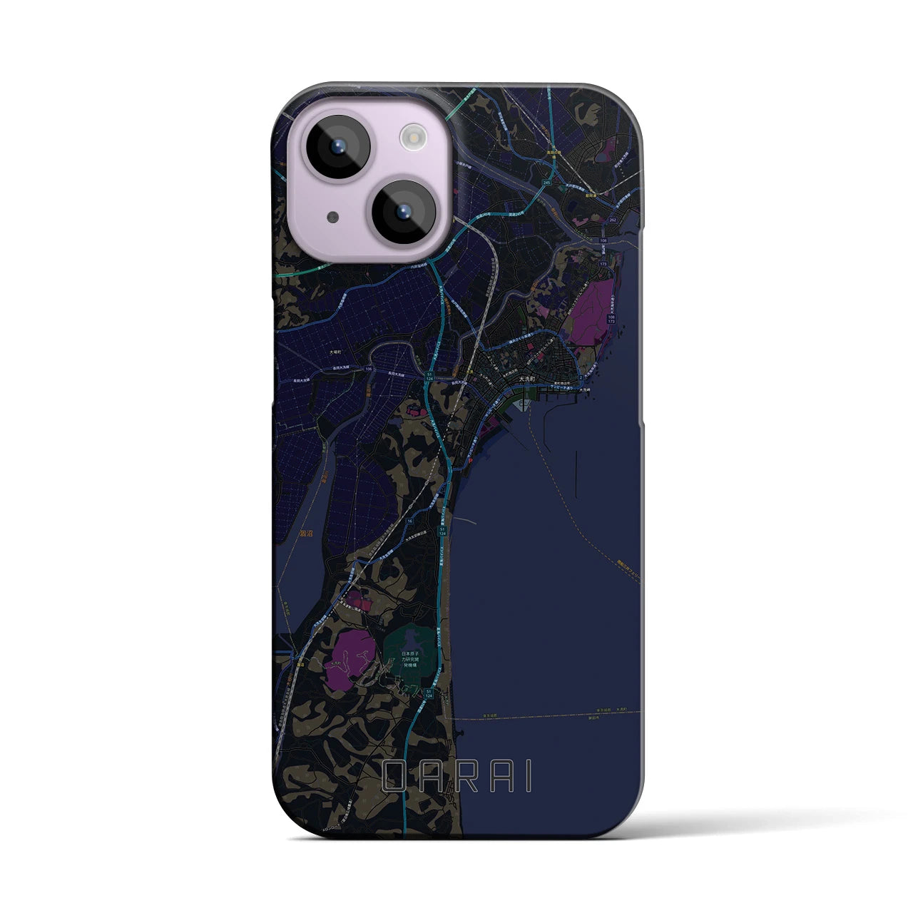 【大洗(茨城県)】地図柄iPhoneケース(バックカバータイプ)