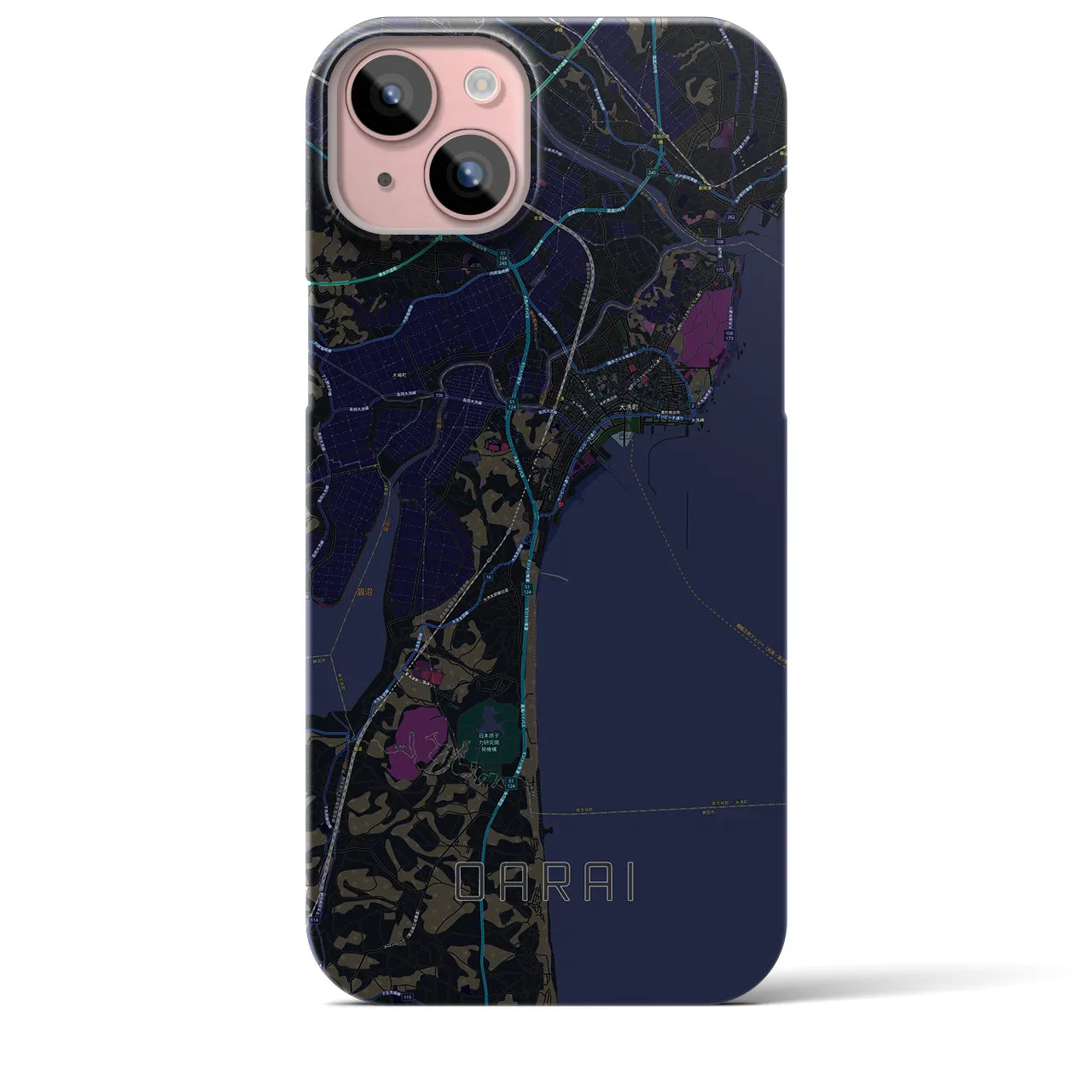 【大洗(茨城県)】地図柄iPhoneケース(バックカバータイプ)