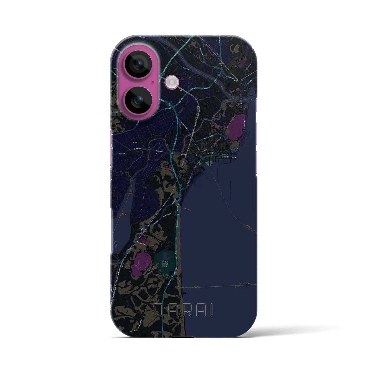 【大洗(茨城県)】地図柄iPhoneケース(バックカバータイプ)