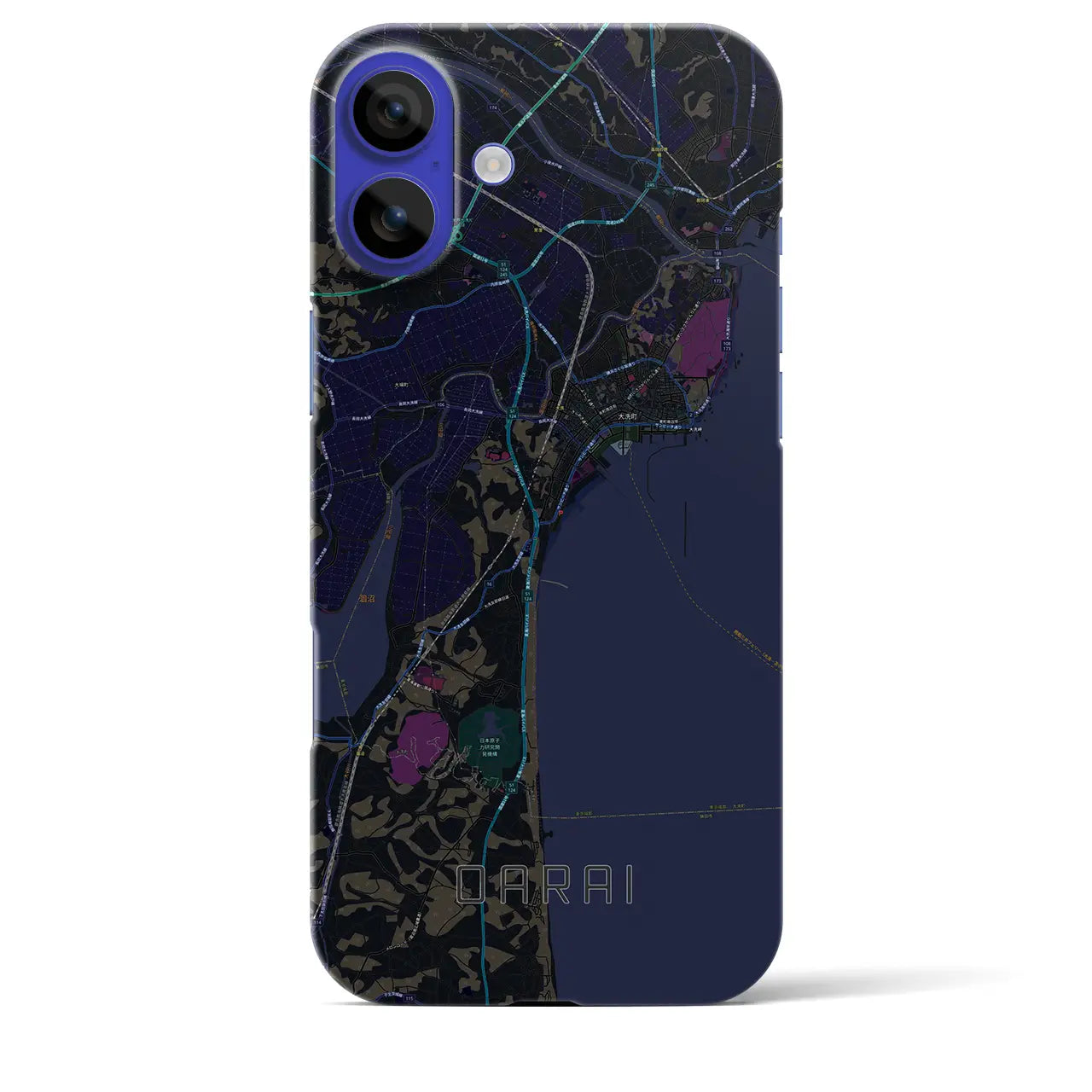【大洗(茨城県)】地図柄iPhoneケース(バックカバータイプ)