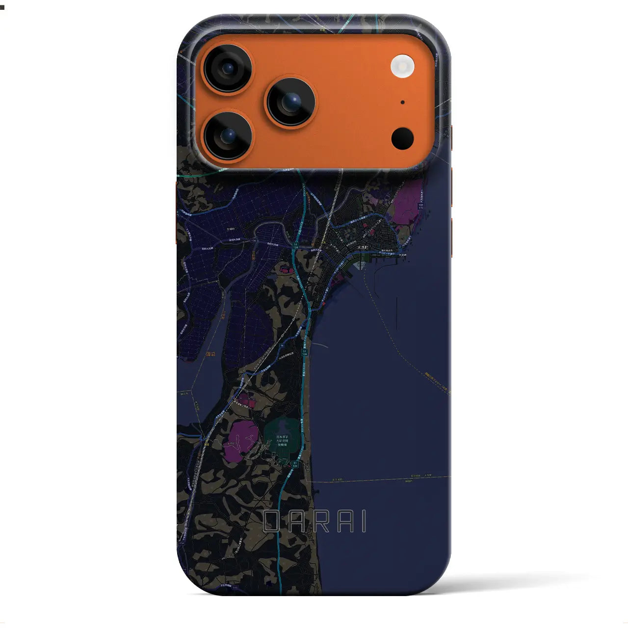 【大洗(茨城県)】地図柄iPhoneケース(バックカバータイプ)