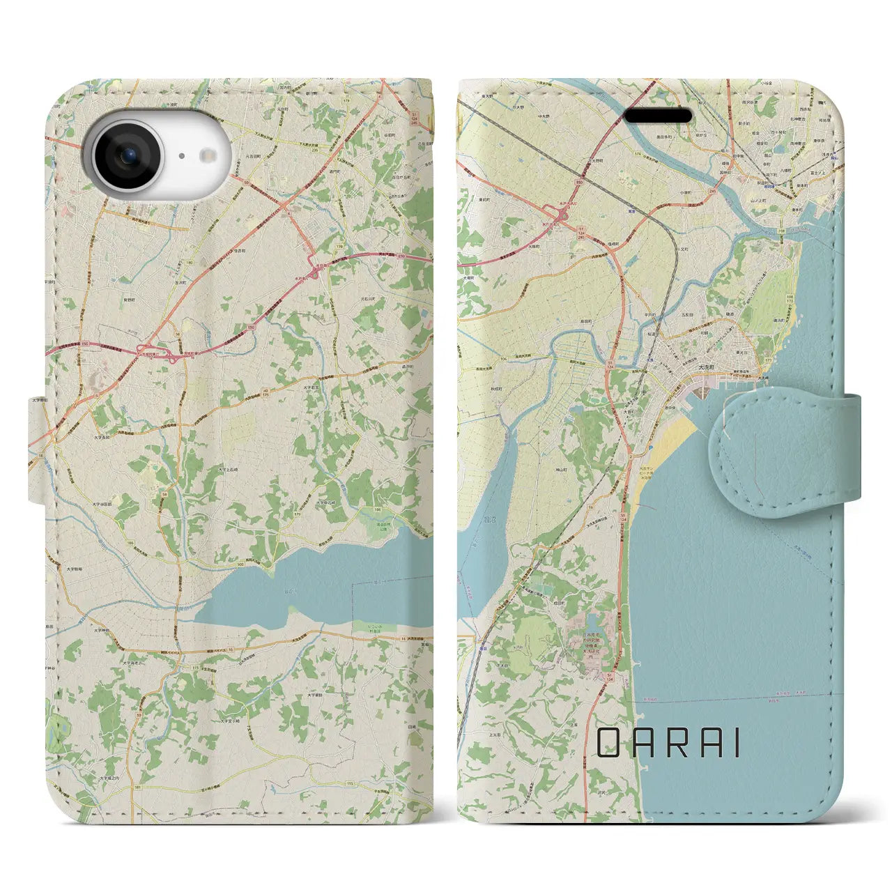 【大洗(茨城県)】地図柄iPhoneケース(手帳タイプ)