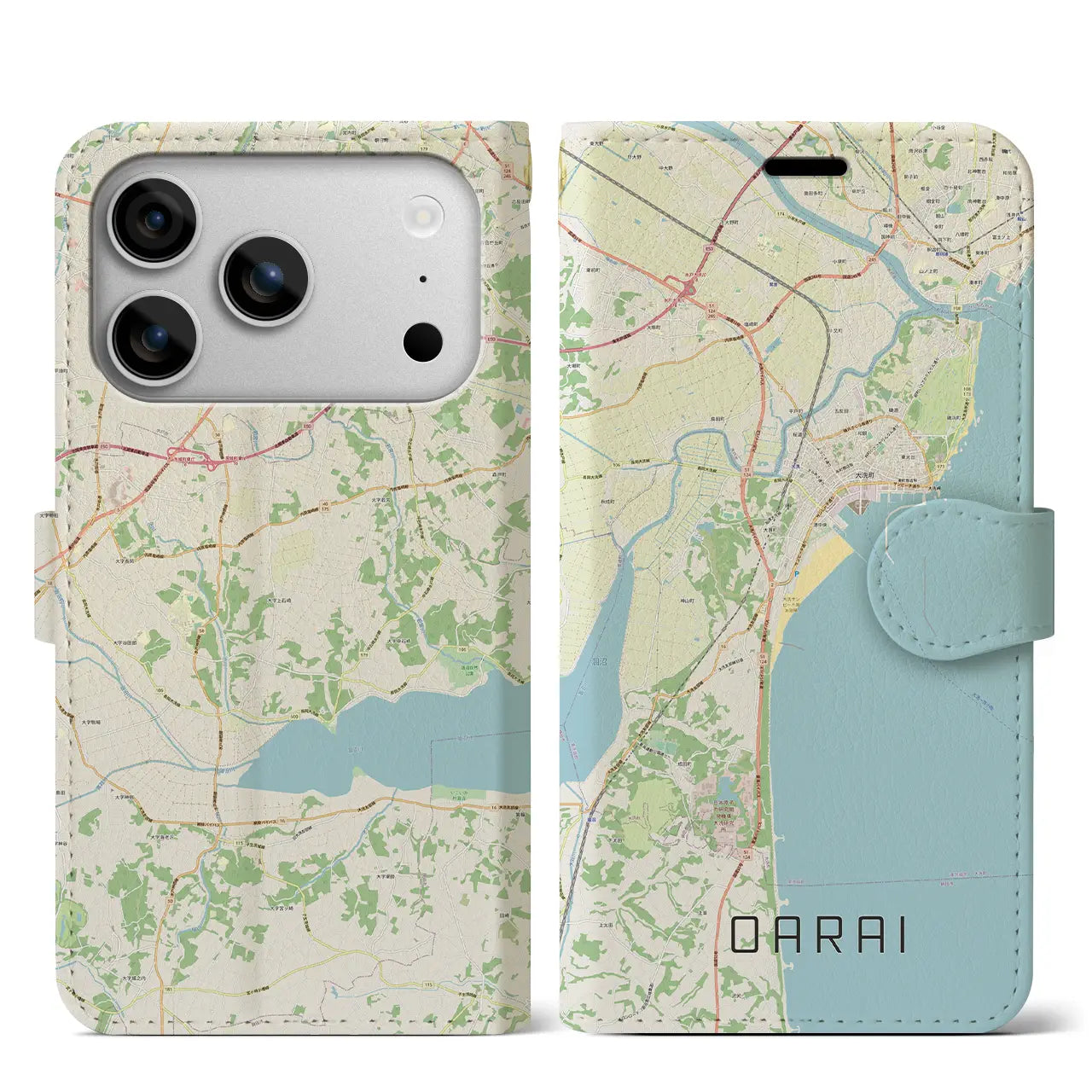 【大洗(茨城県)】地図柄iPhoneケース(手帳タイプ)