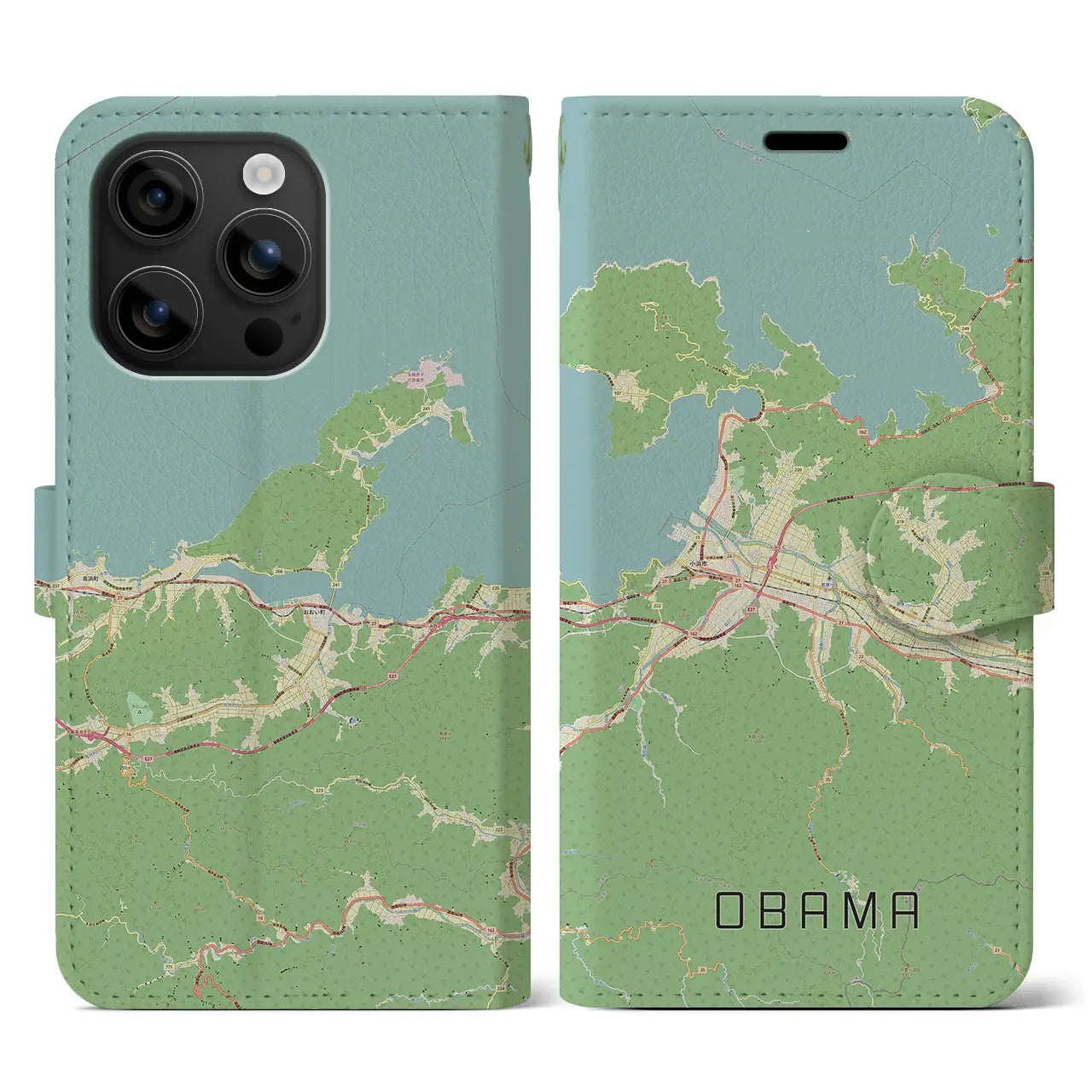 【小浜(福井県)】地図柄iPhoneケース(手帳タイプ)ナチュラル・iPhone 16 用