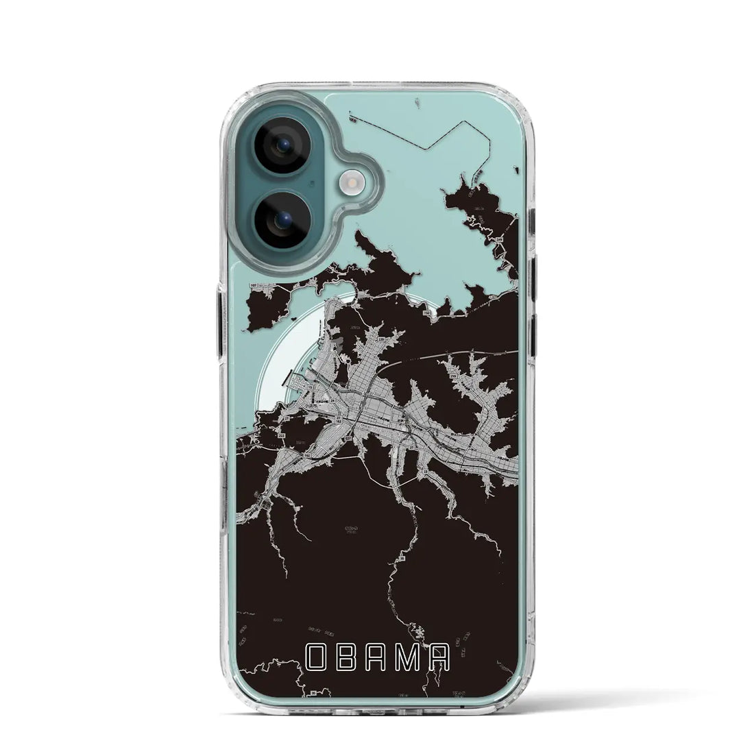 【小浜(福井県)】地図柄iPhoneケース(MagSafeタイプ)モノトーン・iPhone 16 Pro 用