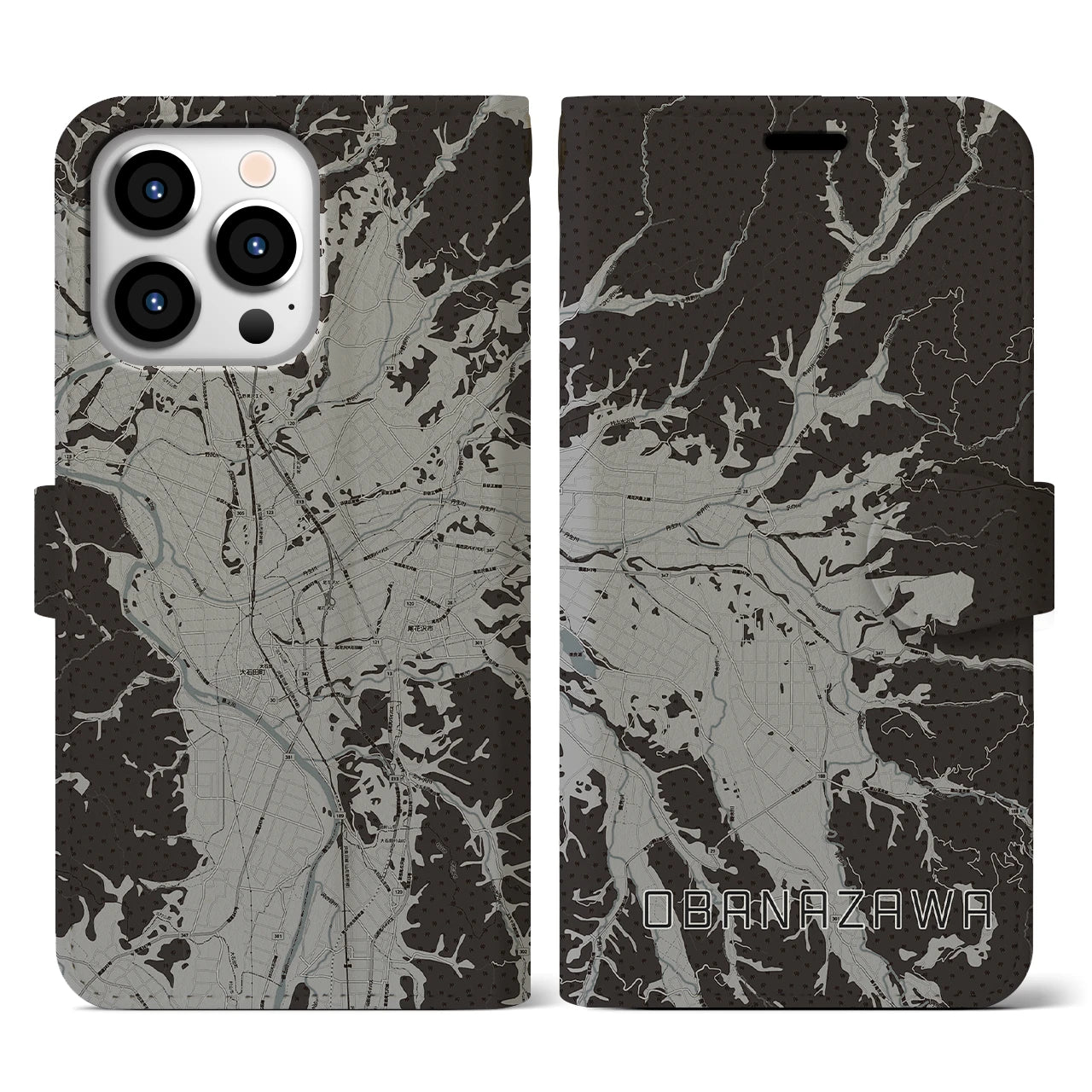 【尾花沢(山形県)】地図柄iPhoneケース(手帳タイプ)