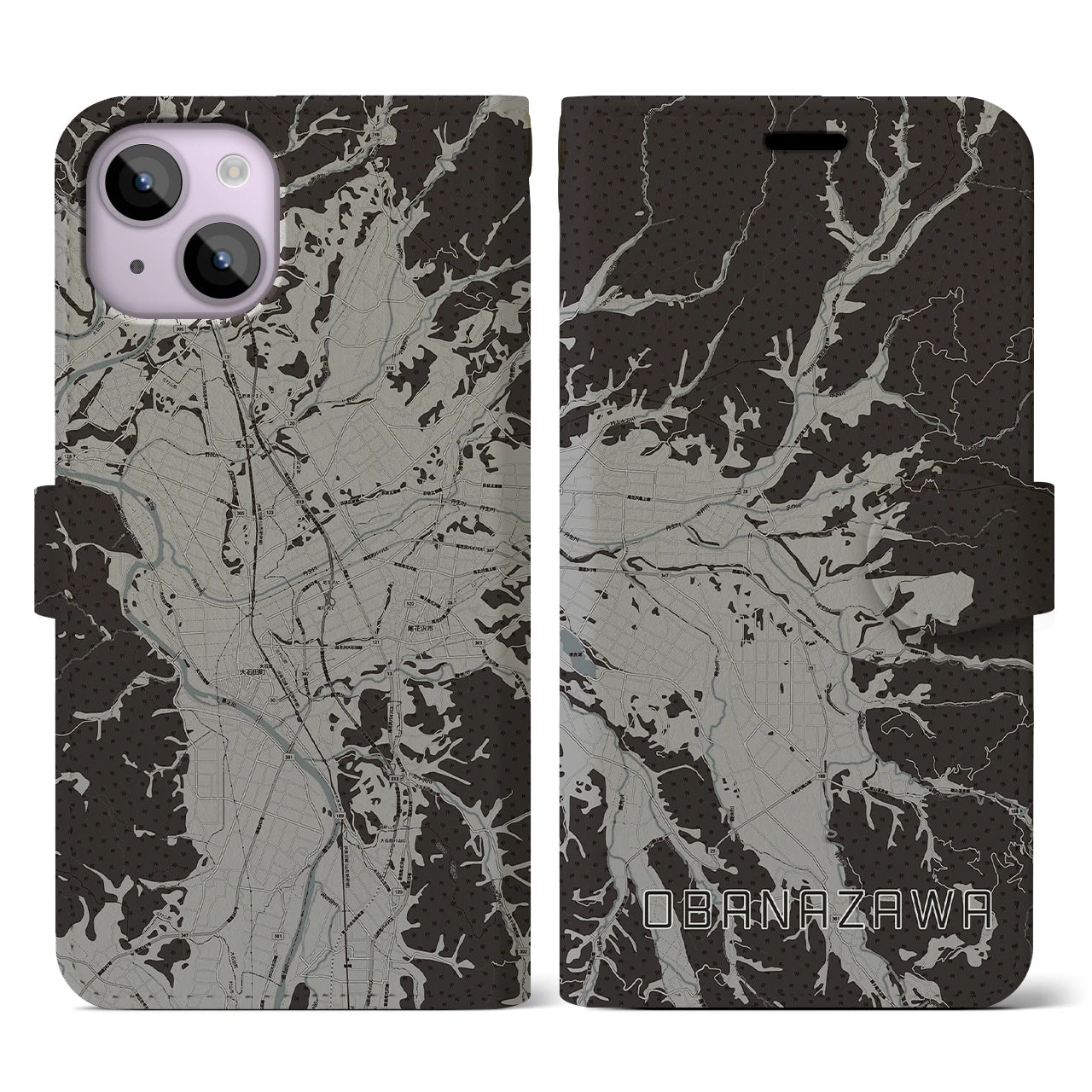 【尾花沢(山形県)】地図柄iPhoneケース(手帳タイプ)