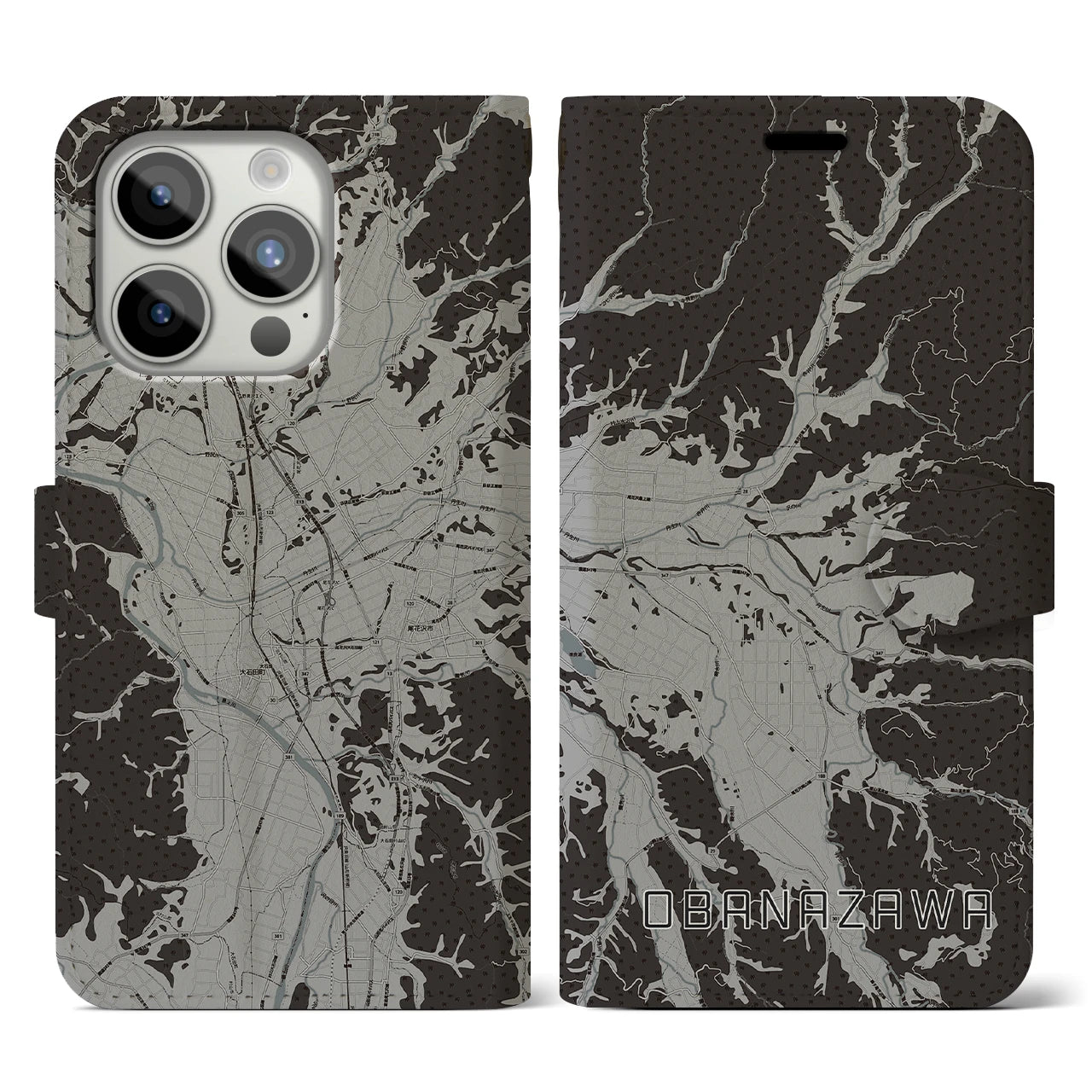 【尾花沢(山形県)】地図柄iPhoneケース(手帳タイプ)