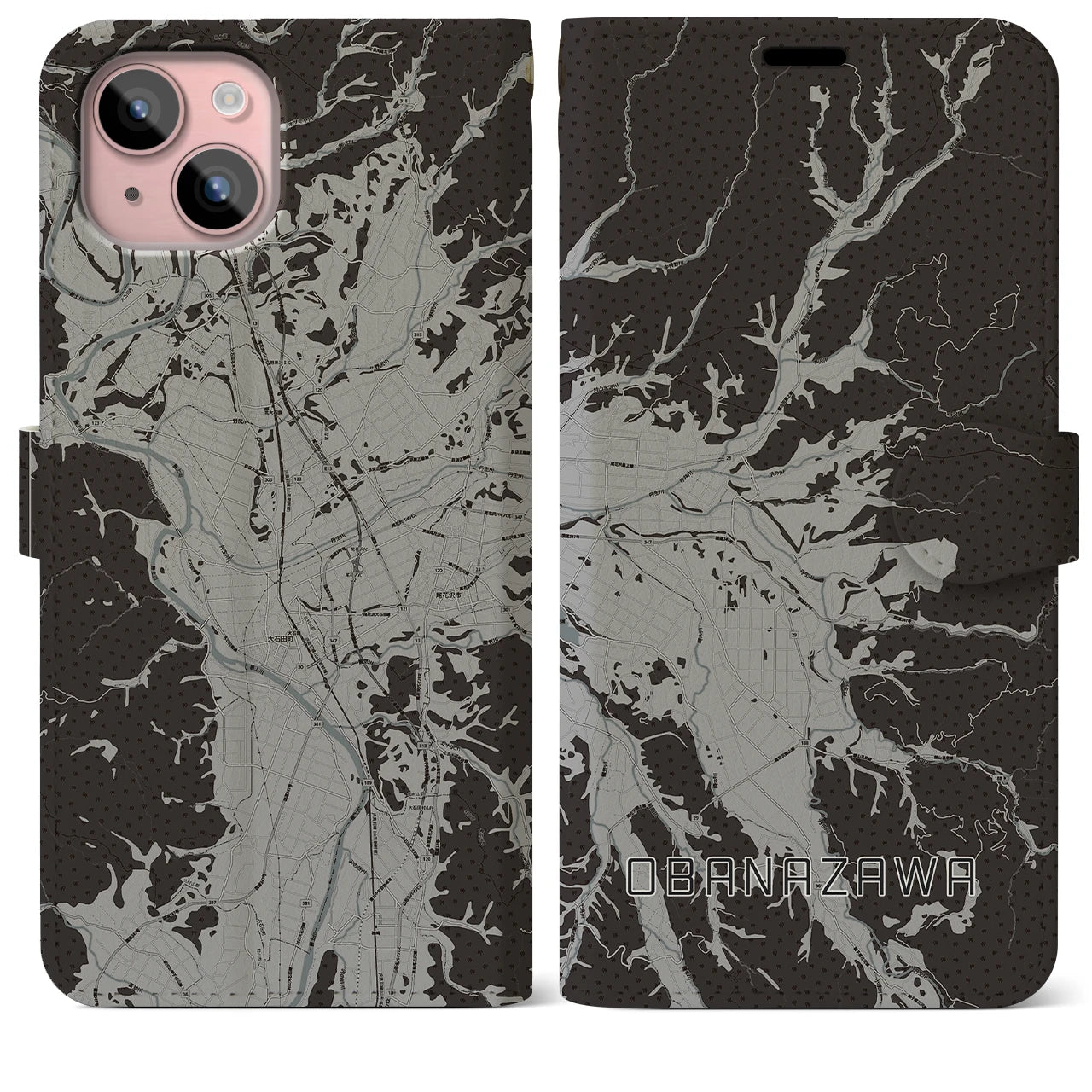 【尾花沢(山形県)】地図柄iPhoneケース(手帳タイプ)