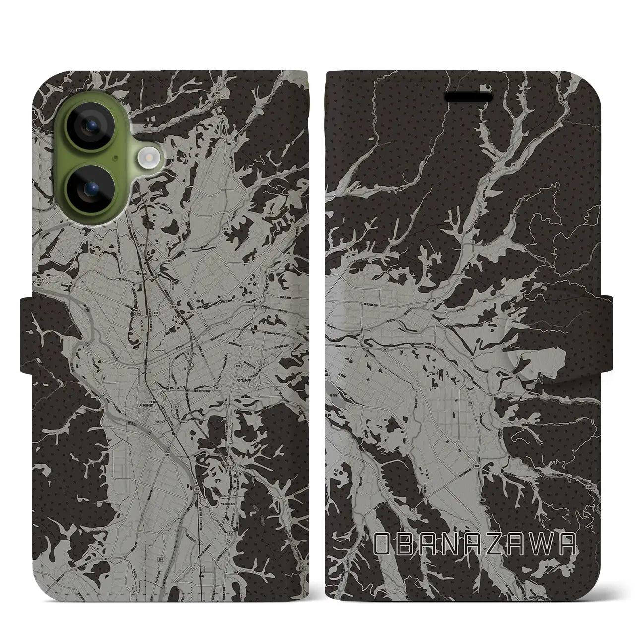 【尾花沢(山形県)】地図柄iPhoneケース(手帳タイプ)