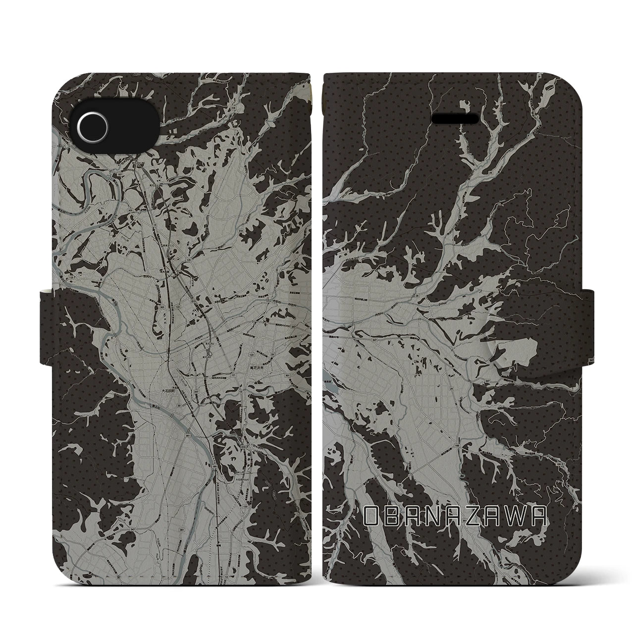 【尾花沢(山形県)】地図柄iPhoneケース(手帳タイプ)