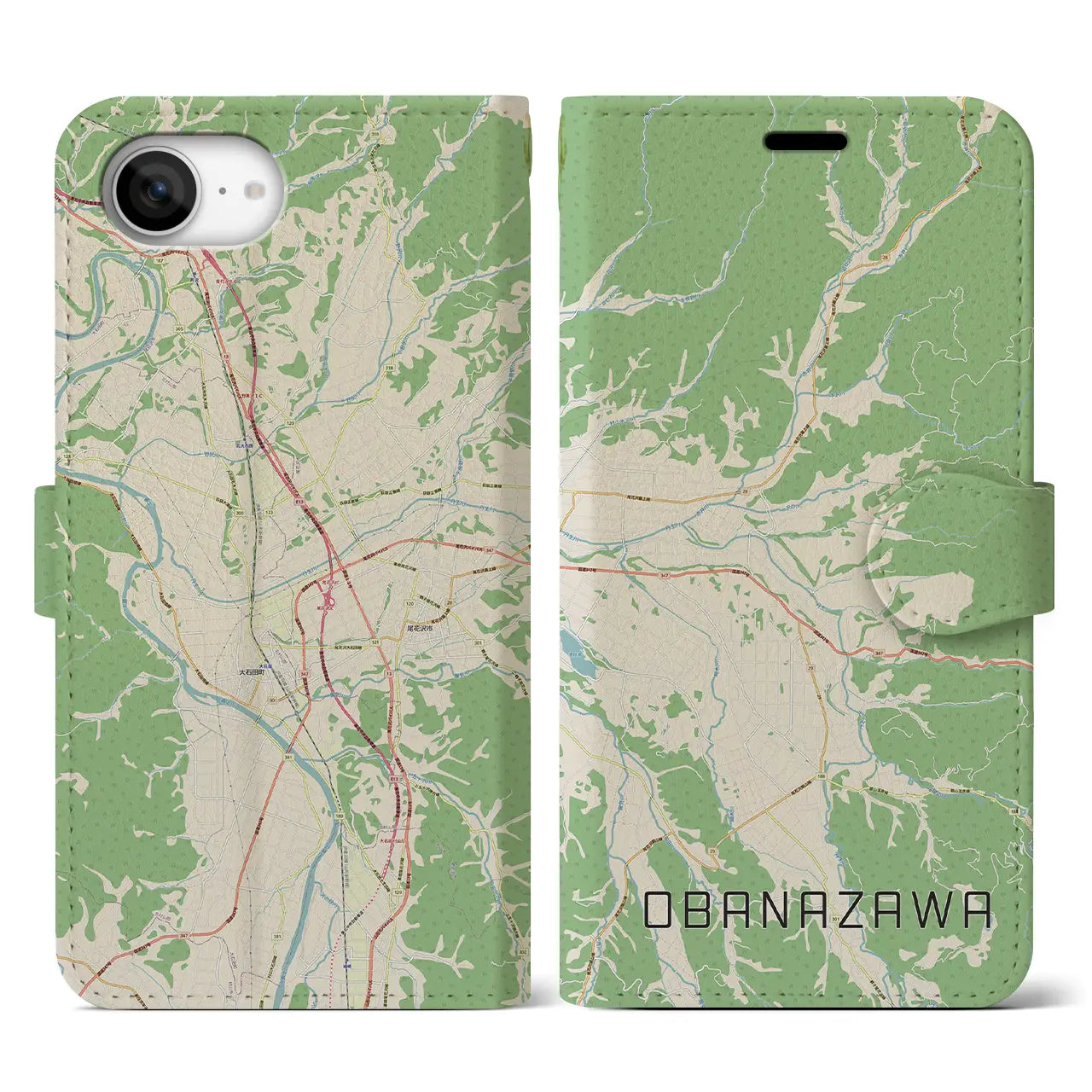 【尾花沢(山形県)】地図柄iPhoneケース(手帳タイプ)