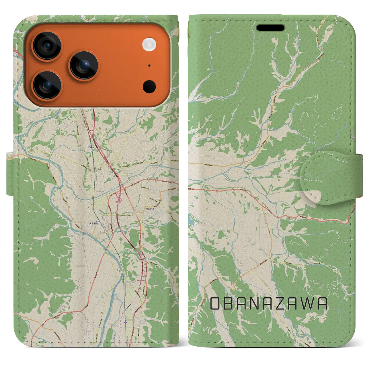 【尾花沢(山形県)】地図柄iPhoneケース(手帳タイプ)