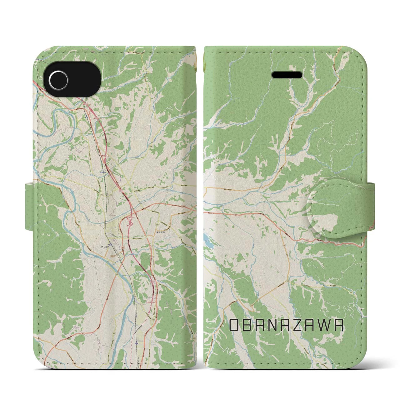 【尾花沢(山形県)】地図柄iPhoneケース(手帳タイプ)