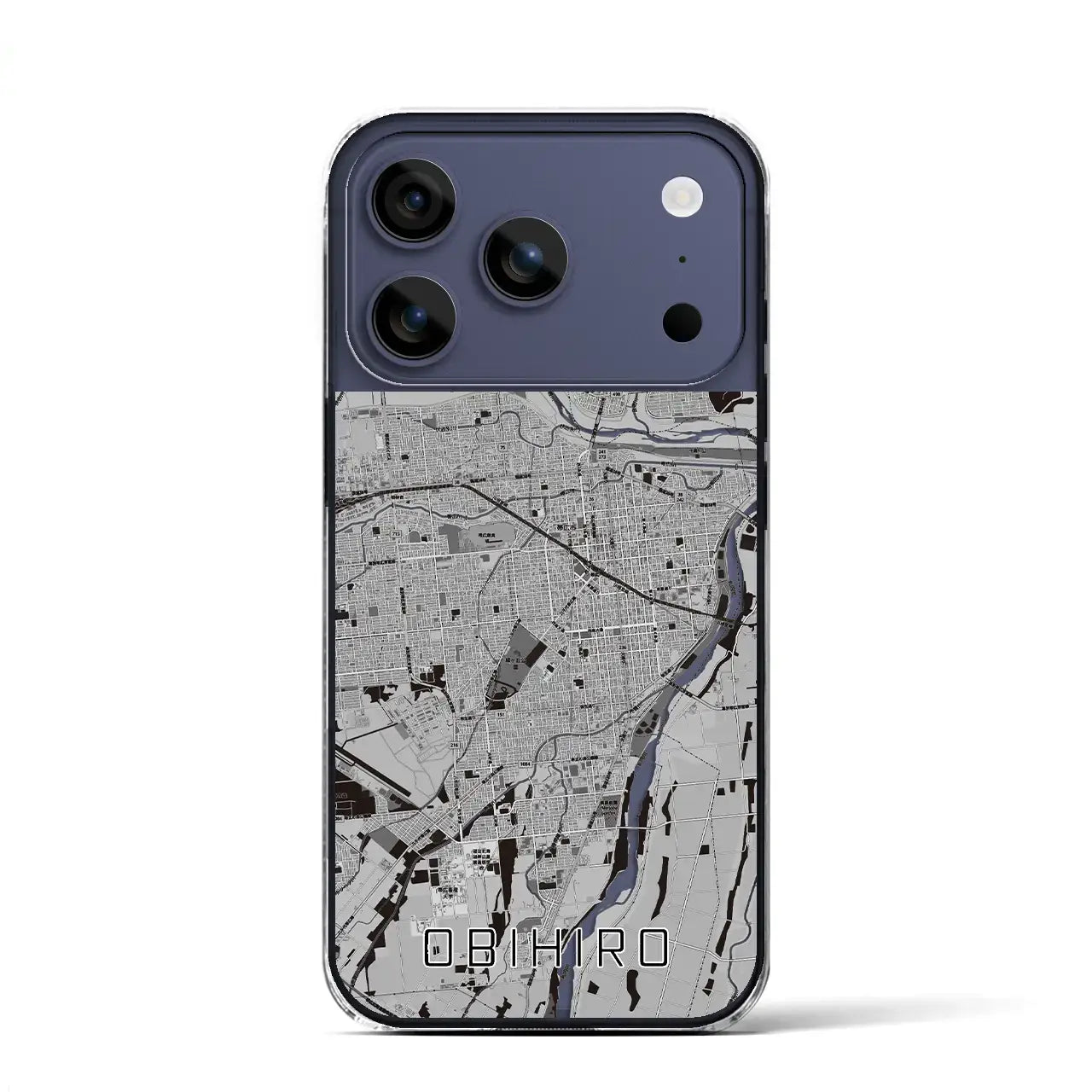 【帯広(北海道)】地図柄iPhoneケース(クリアタイプ)モノトーン・iPhone 17 Pro Max 用