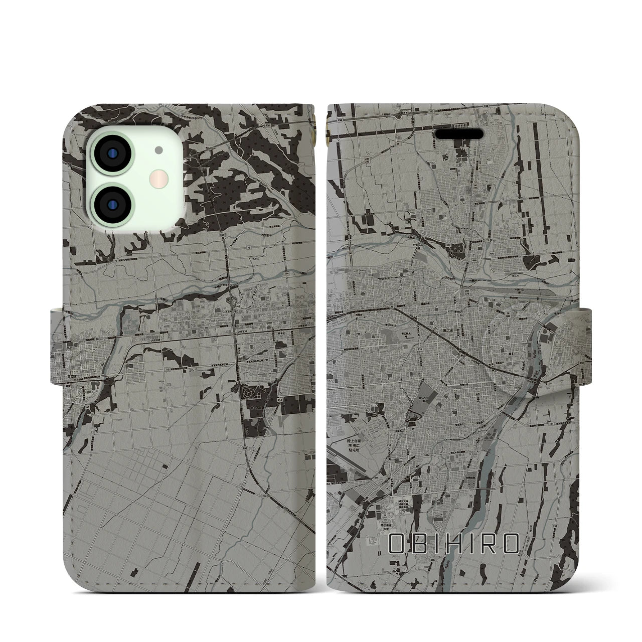 【帯広(北海道)】地図柄iPhoneケース(手帳タイプ)