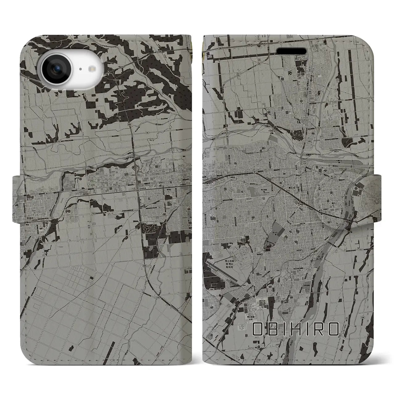 【帯広(北海道)】地図柄iPhoneケース(手帳タイプ)