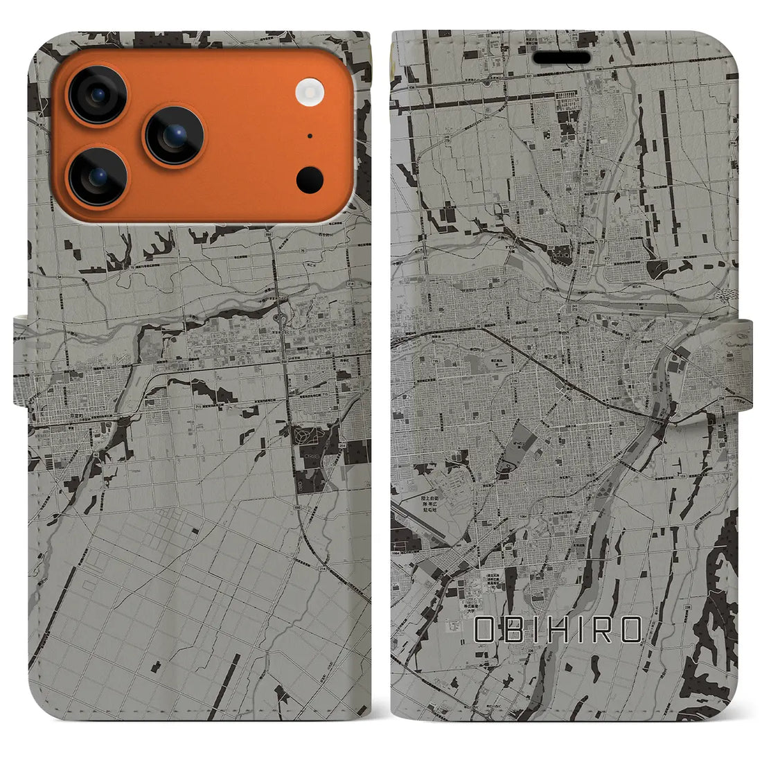 【帯広(北海道)】地図柄iPhoneケース(手帳タイプ)