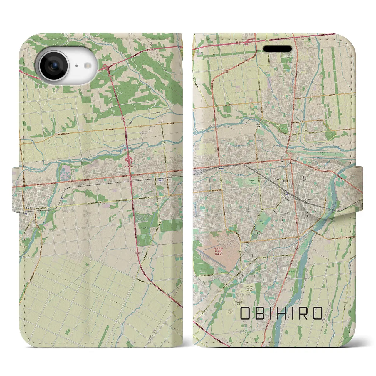 【帯広(北海道)】地図柄iPhoneケース(手帳タイプ)