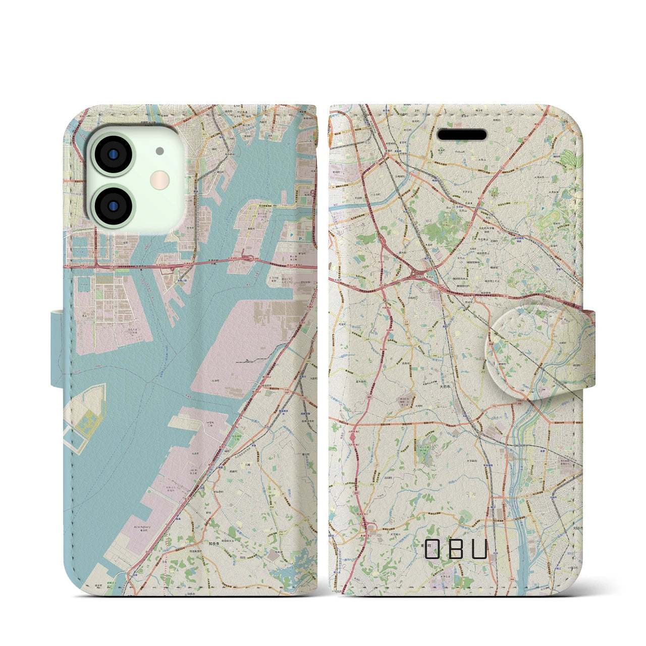 【大府(愛知県)】地図柄iPhoneケース(手帳タイプ)