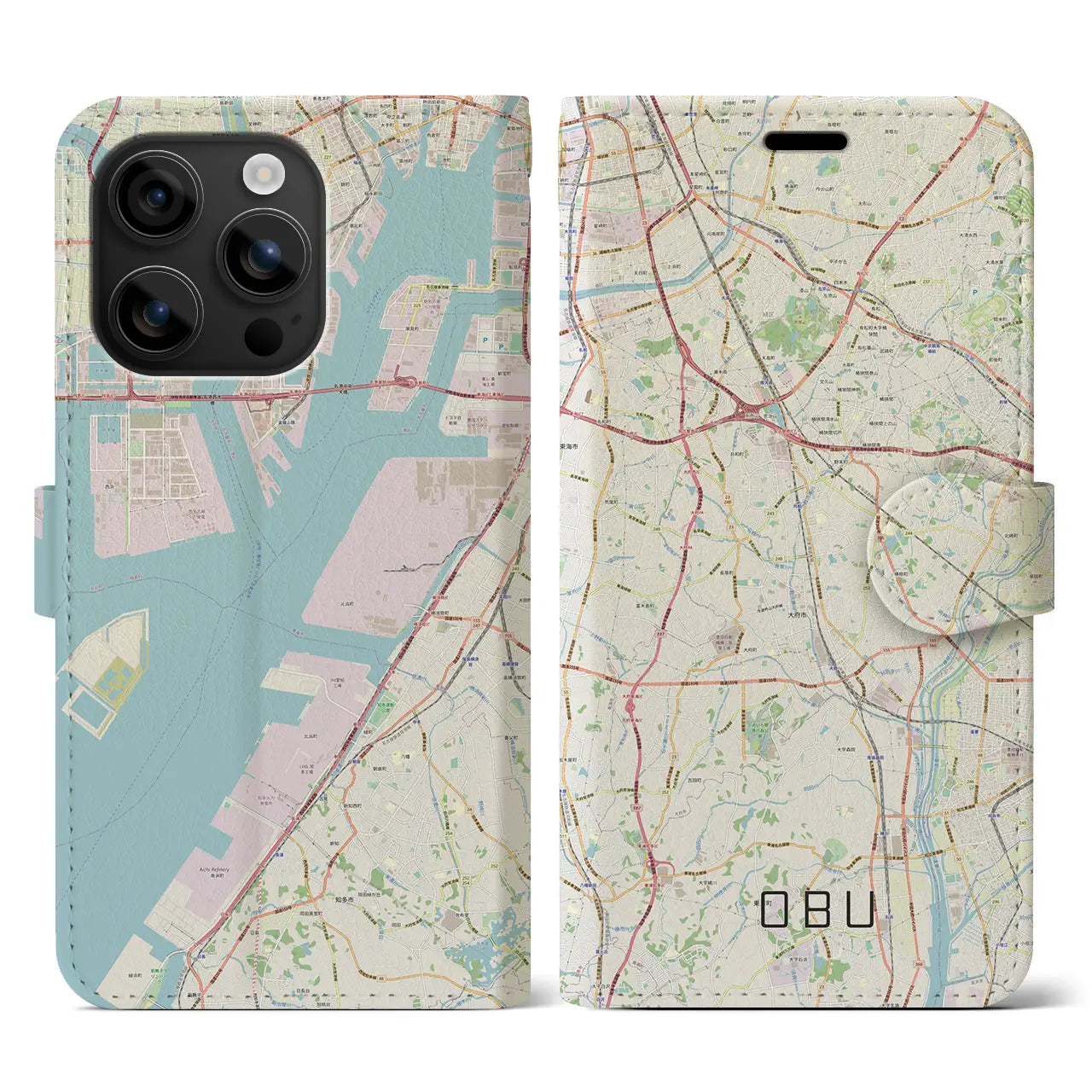 【大府(愛知県)】地図柄iPhoneケース(手帳タイプ)