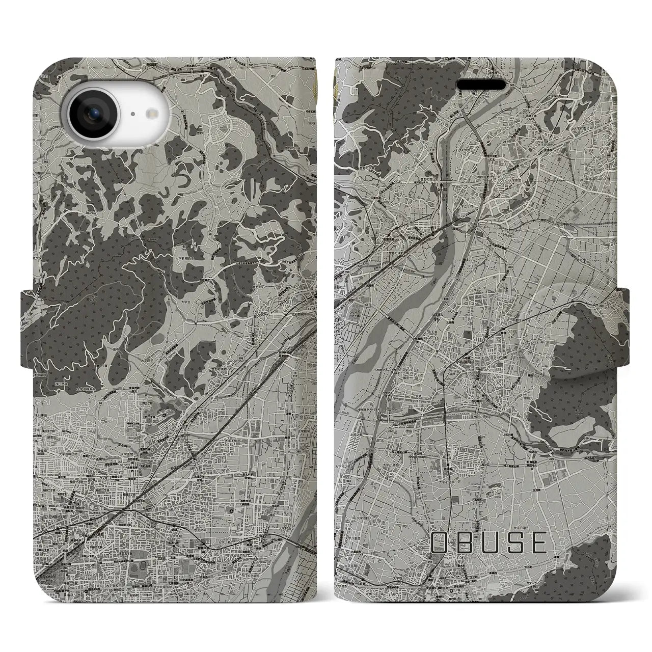 【小布施(長野県)】地図柄iPhoneケース(手帳タイプ)